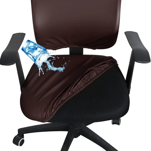 Vista 10 de Shukii Funda impermeable para silla de oficina, de piel sintética, elástica, giratoria, para silla de computadora, funda protectora