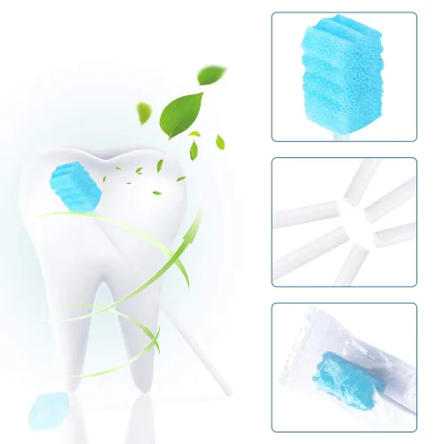 Vista 4 de Paquete de 100 hisopos bucales desechables – hisopos orales sin sabor y estériles para limpieza bucal (contiene polvo de dientes)