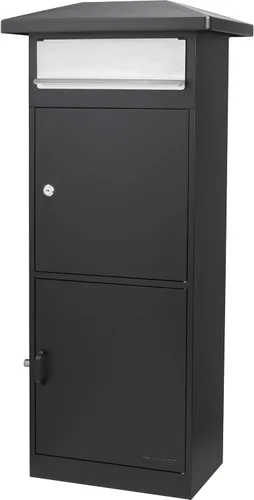 Vista 6 de Steel Freestanding Floor Lockable Drop Slot Mail Box with Parcel Compartment, Black