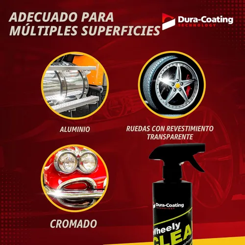 Vista 4 de DURA-COATING TECHNOLOGY Wheely Clean - Spray limpiador de ruedas profesional - Limpiador de neumáticos y limpiador de llantas listo para usar