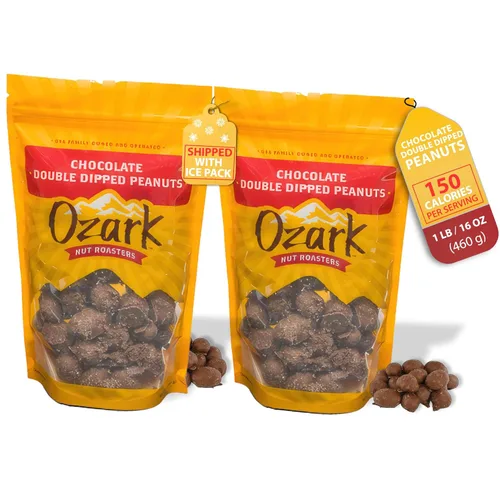 Vista 8 de OZARK NUT ROASTERS, Cacahuetes de chocolate con doble inmersión, nueces saborizadas, maní confitado gourmet de clase mundial, paquete resellable