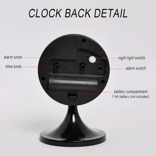 Vista 4 de Lancoon Analog Clock Small Cute Retro Desk Clock Non Ticking Silent Metal Table Alarm Clock for Bedside Bedroom Shelf Living Room Battery Operated