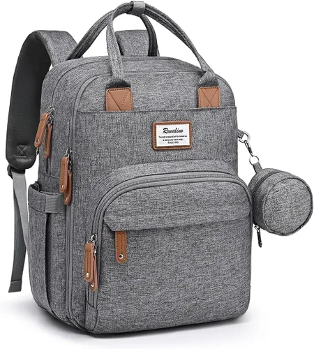Vista 20 de RUVALINO Pañalera tipo mochila, mochila de maternidad multifuncional para viajes, bolsas para cambiar al bebé, de gran capacidad, impermeable, rojo