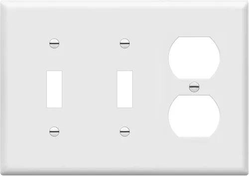 Vista 11 de ENERLITES Placa de pared combinada de triple banda, interruptor de palanca doble/placa de cubierta de receptáculo dúplex individual, tamaño estándar
