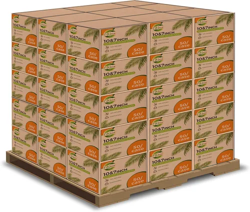 Vista 12 de Raj Platos de hoja de palma desechables de bambú de 10 pulgadas y 7 pulgadas, paquete de fiesta cuadrado a granel (50 unidades) compostables