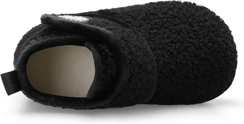 Vista 4 de Scurtain Pantuflas unisex para niños pequeños, pantuflas de lana artificial con suela de goma antideslizante