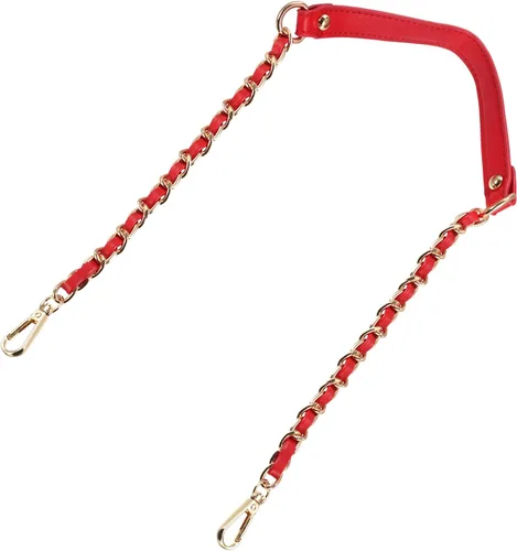 Vista 15 de Uxcell Correa de cadena plana de hierro de cuero de 39 pulgadas para bolso de mano, mango de reemplazo de hombro, negro con cadena dorada