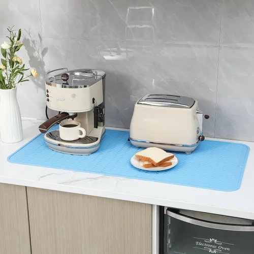 Vista 206 de MicoYang Alfombrilla de Silicona para Secar Platos de Múltiples Usos, Fácil de Limpiar, Ecológica, Alfombrilla de Silicona Resistente al Calor