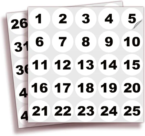 Vista 9 de iSYFIX Calcomanías negras de números consecutivos – 1 a 50, 1 pulgada, 1 juego – Vinilo autoadhesivo de alta calidad ideal para inventario