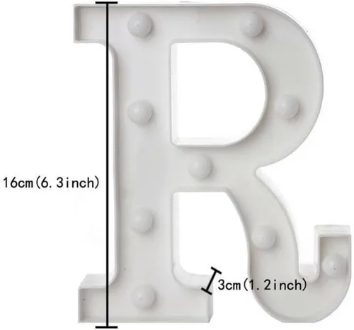 Vista 4 de anso Letras LED del alfabeto, números iluminados, letras de plástico blanco, decoración de pie de la A a la Z 0 ~ 9 (letra R)