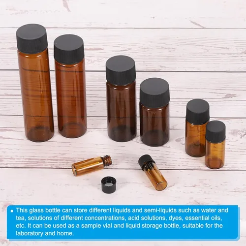 Vista 5 de PATIKIL Botella de almacenamiento multimedia de 0.1 fl oz, paquete de 15 botellas de vidrio con tapa de rosca de plástico para laboratorio en casa