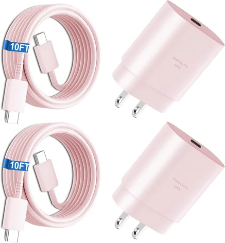 Vista 8 de Cargador súper rápido tipo C, bloque de cargador de pared rápido USB C de 25 W y cable de carga rápida súper largo de 8 pies para Samsung Galaxy