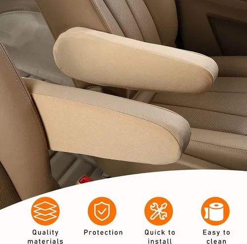 Vista 4 de Kewucn 2 piezas de fundas para apoyabrazos delanteros de coche, protectores de apoyabrazos de asiento de tela elástica, fundas universales