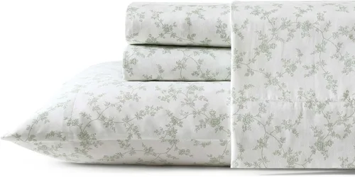 Vista 26 de Laura Ashley - Juego de sábanas individuales con sábana bajera y funda de Bettinas Blooms Rojo