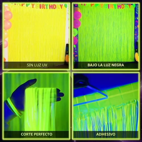 Vista 4 de Mega-L - Suministros de fiesta que brillan en la oscuridad, fondo azul fluorescente, paquete de 2 Azul Fluorescente (Fluorescent Blue)