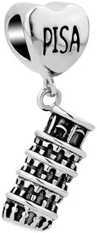 Abalorio de colección de atracción turística con texto en inglés "I Love to Travel" compatible con pulseras Pandora