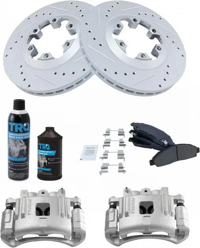 Vista 2 de TRQ Pinza de rotor de rendimiento de almohadilla de cerámica delantera y líquidos compatibles con Chevrolet GMC Isuzu