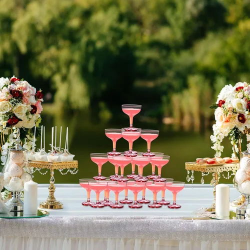 Vista 7 de Zopeal 50 copas de champán de 5 onzas irrompibles de plástico Martini desechables, copas de vino apilables con tallo de champán, copas inastillables