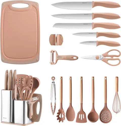 Vista 10 de RAXCO Juego de cocina, utensilios de cocina de 7 piezas, 5 piezas de utensilios de cocina, juego de cuchillos de 6 piezas, gris