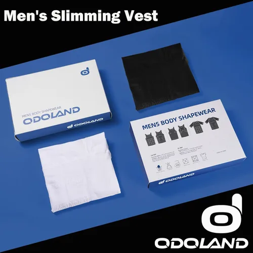 Vista 6 de Odoland Camiseta adelgazante para hombre, chaleco de compresión térmica, capa base de compresión delgada, camiseta sin mangas