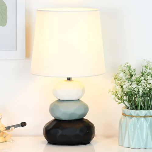 Vista 4 de Lampwell BERO - Lámpara de mesa pequeña blanca para sala de estar como lámpara de mesita de noche para dormitorio, lámpara de mesa moderna