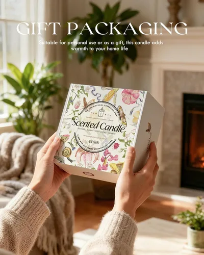 Vista 8 de AOOVOO Calm Candles Juego de 4 velas aromáticas para el hogar, 28 onzas, 200 horas de combustión, vela de aromaterapia con cristales, lavanda