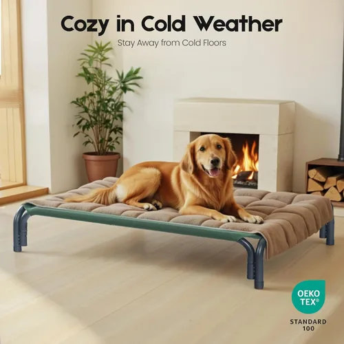 Vista 9 de Cama elevada para perros al aire libre, cuna elevada para perros grandes, la instalación no requiere herramientas, marco con pies antideslizantes