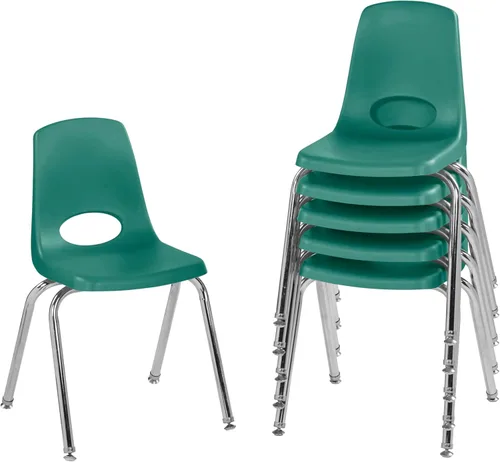 Vista 66 de Factory Direct Partners 10367-BL Silla escolar apilable de 16 pulgadas, asiento apilable para estudiantes con patas de acero cromado y rodamientos