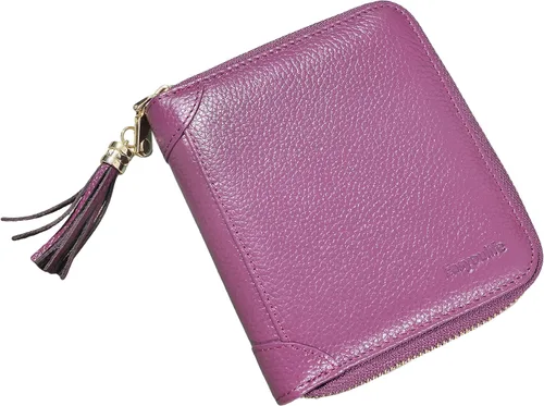 Vista 7 de Easyoulife - Billetera de piel con cierre y tarjetero para mujer, con bloqueo de interferencia de radiofrecuencia (RFID), Minimalista, M