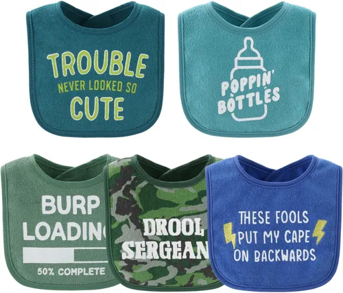 Vista 4 de The Peanutshell Juego de baberos de felpa para bebé, 10-100% algodón, suaves y absorbentes, baberos para bebé, conjunto de baberos para recién