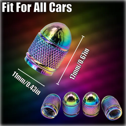 Vista 2 de 4 piezas de tapas coloridas para válvulas de neumático, tapas universales de aleación de aluminio estilo bala pulidas para válvulas de neumático