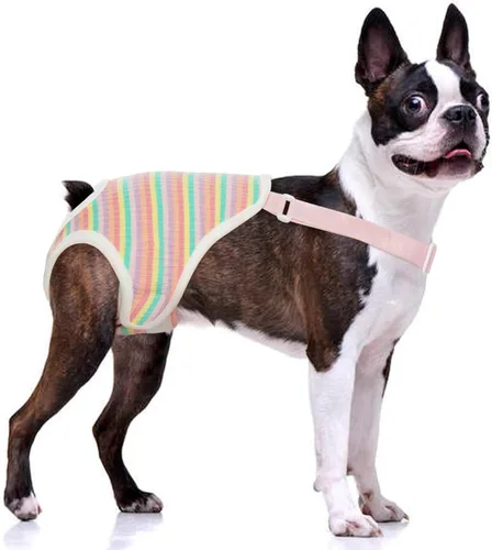 Vista 12 de QBLEEV Pañales para perras para hembra, lavables, sanitarios, con tirantes ajustables, pañales reutilizables para perros machos en celo, lindas