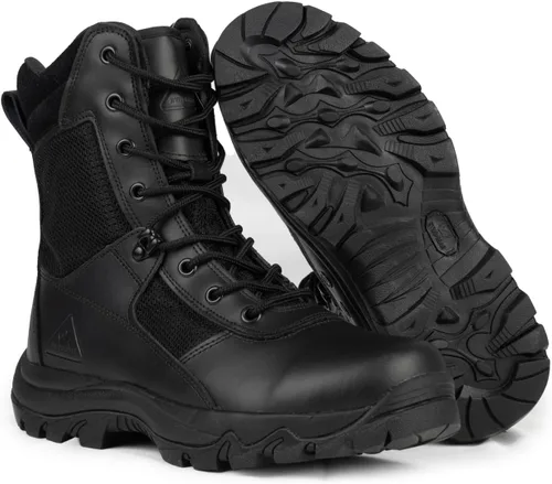 RYNO GEAR Botas militares y tácticas para hombre, botas militares tácticas CoolMax, botas militares de combate al aire libre para senderismo y 8"