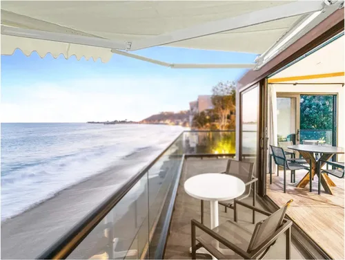 Vista 5 de Toldo retráctil de 8 x 6.5 pies (manual) Toldo retráctil de aluminio resistente al agua de poliéster para patio con mango manivela para hogar al