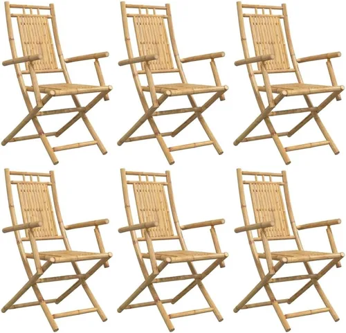 Vista 4 de Sillas plegables para patio, 6 piezas, 20.9 x 26 x 39 pulgadas, bambú para comedor, sillas de mesa de comedor para patio, terraza, playa, picnic