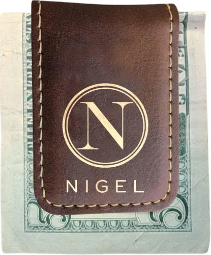 Vista 9 de Clip de dinero grabado personalizado con cierre magnético, clip de dinero de cuero minimalista grabado personalizado para él