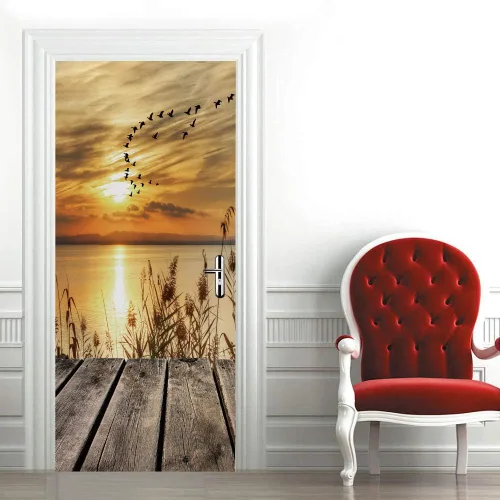 Vista 137 de 3D Pegatina de pared adhesiva para puerta - Poster de película de escaleras antiguas Premium PVC impermeable para pared de dormitorio y sala