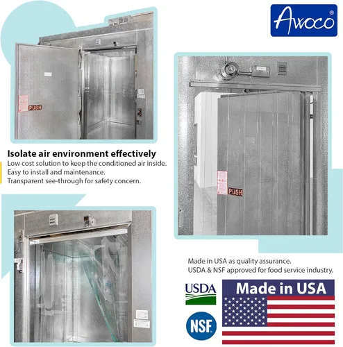 Vista 4 de Awoco Kit de cortina de control climático de tiras de vinilo de 38" x 84", tiras deslizantes perfectas para congeladores, refrigeradores y puertas