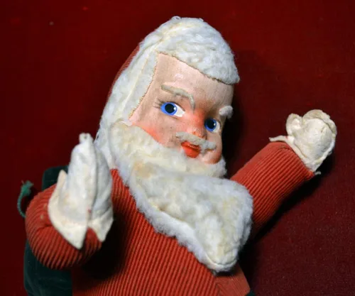 Vista 2 de 1920-30's SANTA Antique, working crank Music Box! Comp Face, ALL Original, RARE