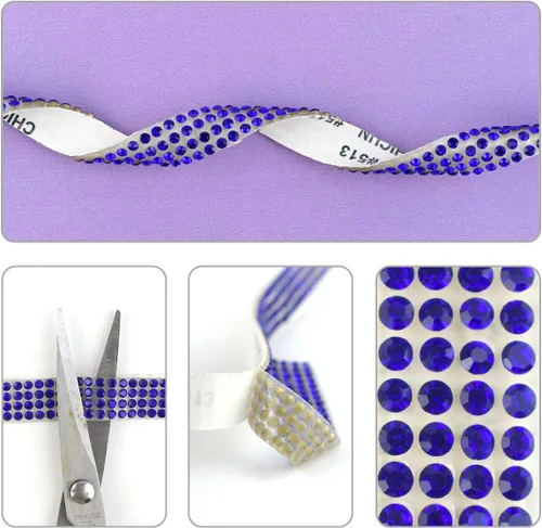 Vista 5 de 6 rollos de cinta de diamantes de imitación de cristal, rollo de cinta de diamante para manualidades, cinta de diamantes de imitación autoadhesiva