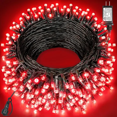 Vista 19 de Tira de luces LED de Navidad de 40 pies con 120 luces LED para exteriores, impermeables, 8 modos, cadena de alambre verde, luces parpadeantes
