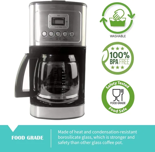 Vista 5 de Jarra de café de repuesto de vidrio para 14 tazas compatible con los modelos de cafetera Cuisinart DCC-2200, DCC-2600, DCC-2800, DCC-3200