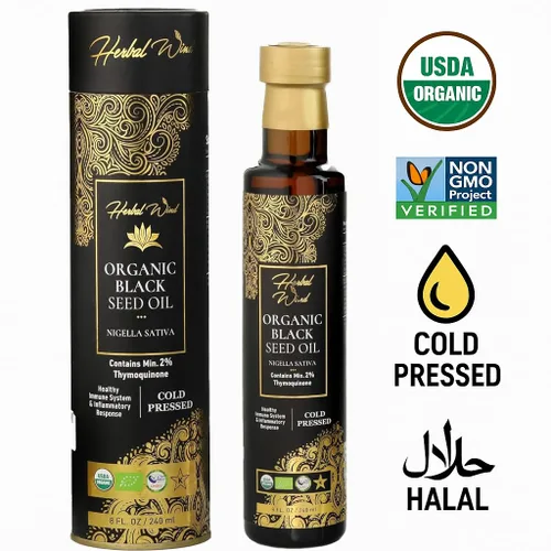 Vista 5 de Herbal Wind Aceite de semilla negra: aceite de semilla negra orgánico USDA prensado en frío, aceite de semilla de comino negro turco Nigella Sativa