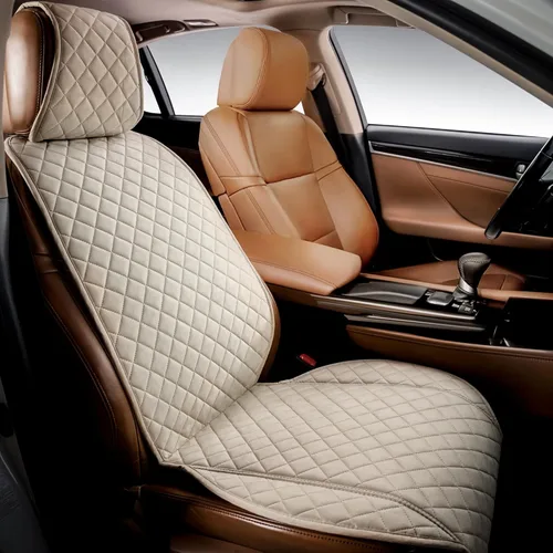 IVICY Funda de asiento delantero de automóvil de gamuza sintética, duradera, antideslizante, 1 unidad, color beige claro