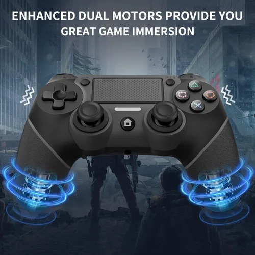 Vista 4 de Wireless Controller Compatible with PS4/Pro/Slim, Black ps4 controller with Dual Vibration, 1000mAh Battery, 6-Axis Motion Sensor, Built-in Speaker