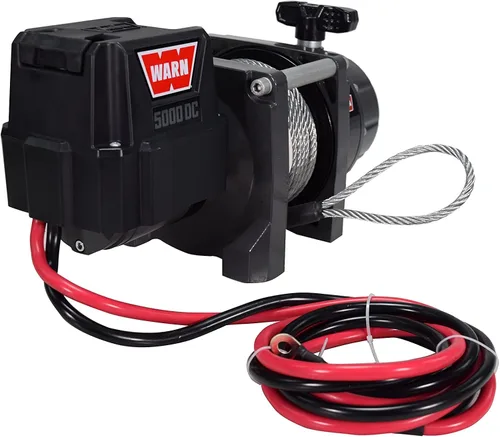 Vista 2 de WARN Serie 5000 CC, capacidad de tracción de 5000 libras Motor resistente de 12 V CC con cable de acero, gancho y control remoto Potente