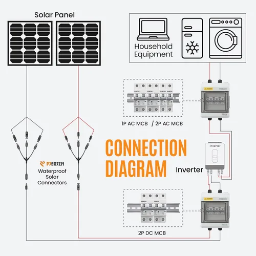 Vista 45 de Conector de panel solar 2 a 1 Divisor de panel solar de rama en Y de 2 vías, 1000 V, FMM+MFF, rama Y, conectores paralelos para conexión paralela