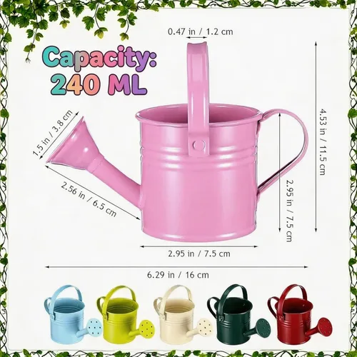 Vista 3 de DOITOOL 5 macetas de agua de jardinería: mini latas de riego de hierro (estilo mixto)