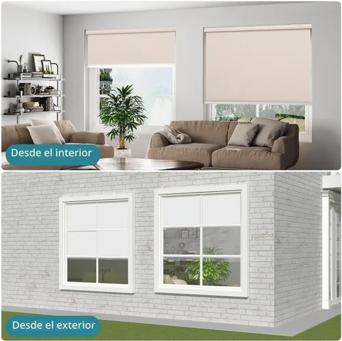 Vista 3 de Changshade Cortinas enrollables de tamaño personalizado con cordón, persianas enrollables para ventanas con filtro de luz y aislamiento térmico