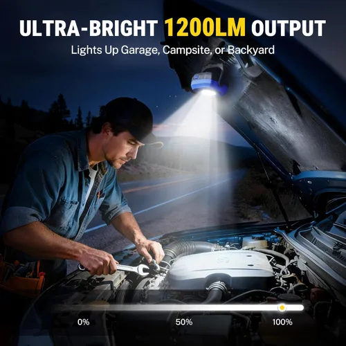 Vista 2 de WORKPRO Luz de trabajo recargable, luz magnética de 1200 lm con batería de 4000 mAh, LED portátil con 4 modos, resistente al agua IPX4, luz
